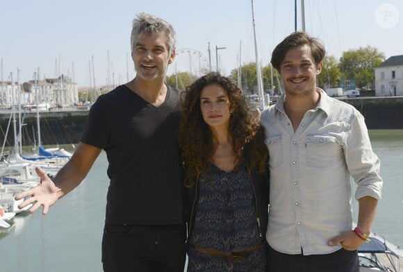 François Vincentelli, Barbara Cabrita et Aurélien Wiik au 16e Festival de la Fiction TV, à La Rochelle, le 12 septembre 2014.