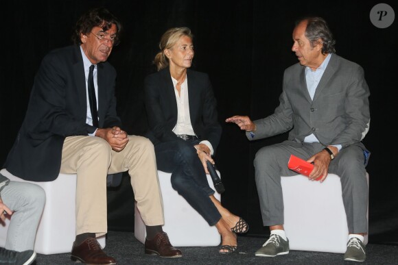 Luc Ferry, Claire Chazal et Christian Morin - Conférence de presse de rentrée de "Radio Classique" au centre d'art et de danse Eléphant Paname à Paris, le 9 septembre 2014.