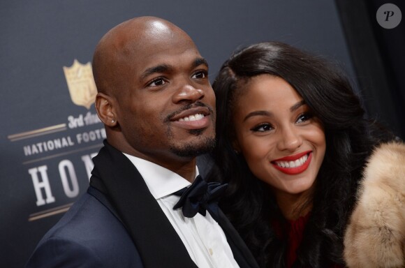 Adrian Peterson et son épouse Ashley Brown lors d'un gala à New York 1er février 2014