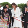 Exclusif - La princesse Caroline de Hanovre, lumineuse, inaugurait le 10 septembre 2014 la rue Princesse-Caroline après travaux d'embellissement, dans le quartier de la Condamine à Monaco.