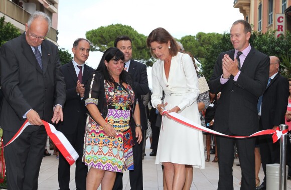 Exclusif - La princesse Caroline de Hanovre, lumineuse, inaugurait le 10 septembre 2014 la rue Princesse-Caroline après travaux d'embellissement, dans le quartier de la Condamine à Monaco.