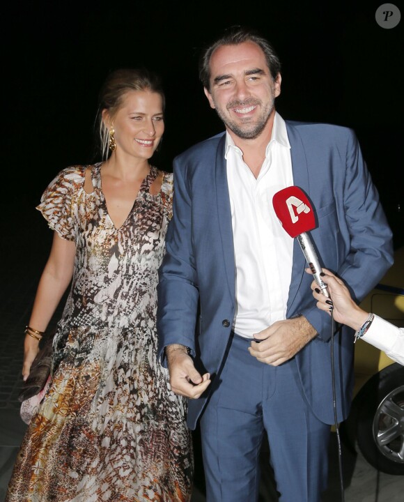 Le price Nikolaos et la princesse Tatiana de Grèce au Musée de l'Acropole d'Athènes le 17 septembre 2014 pour le dîner organisé à l'occasion des 50 ans de mariage du roi Constantin II de Grèce et de la reine Anne-Marie, à la veille de la fête des noces d'or au Yacht Club du Pirée.