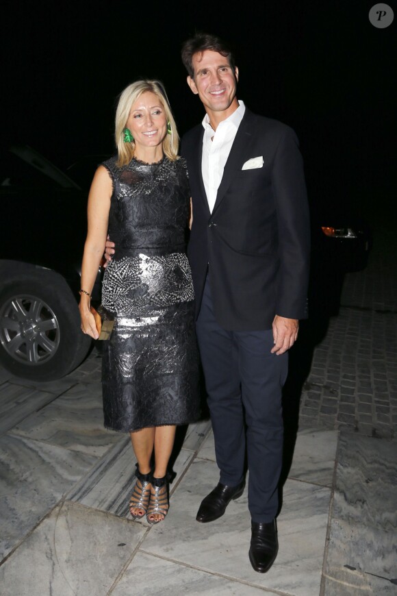 Le prince Pavlos de Grèce et la princesse Marie-Chantal au Musée de l'Acropole d'Athènes le 17 septembre 2014 pour le dîner organisé à l'occasion des 50 ans de mariage du roi Constantin II de Grèce et de la reine Anne-Marie, à la veille de la fête des noces d'or au Yacht Club du Pirée.