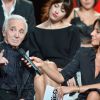 Exclusif - Charles Aznavour et Virginie Guilhaume - Enregistrement de l'émission "Hier Encore" avec Charles Aznavour à l'Olympia le 20 mai 2014.