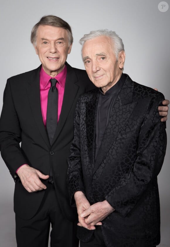 Exclusif - Salvatore Adamo et Charles Aznavour - Studio de l'émission "Hier Encore" avec Charles Aznavour à l'Olympia le 20 mai 2014