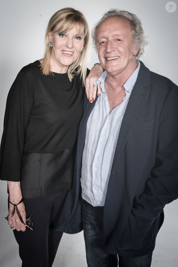 Exclusif - Chantal Ladesou et Didier Barbelivien - Studio de l'émission "Hier Encore" avec Charles Aznavour à l'Olympia le 20 mai 2014