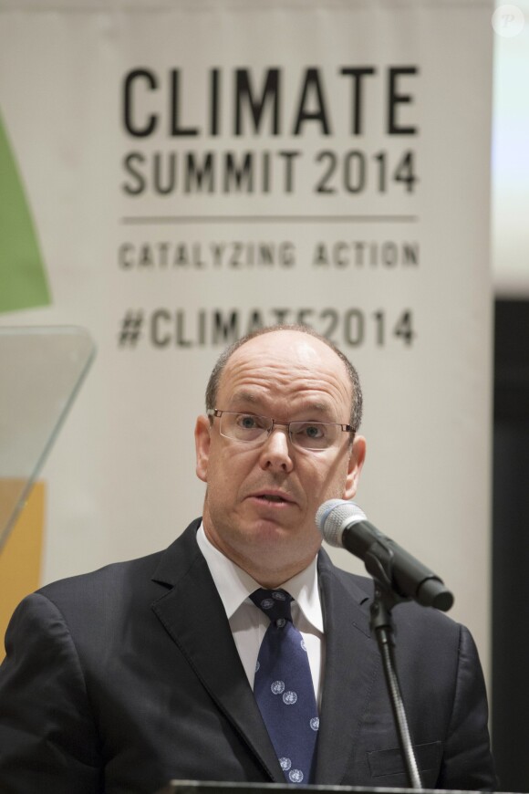 Le prince Albert II de Monaco lors de la conférence des chefs d'Etats sur le changement climatique à l'ONU, à New York le 23 septembre 2014.