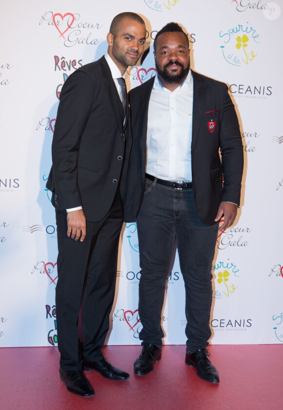 Tony Parker et Mathieu Bastareaud - 9éme édition du "Par Coeur Gala" à Lyon le 25 septembre 2014.