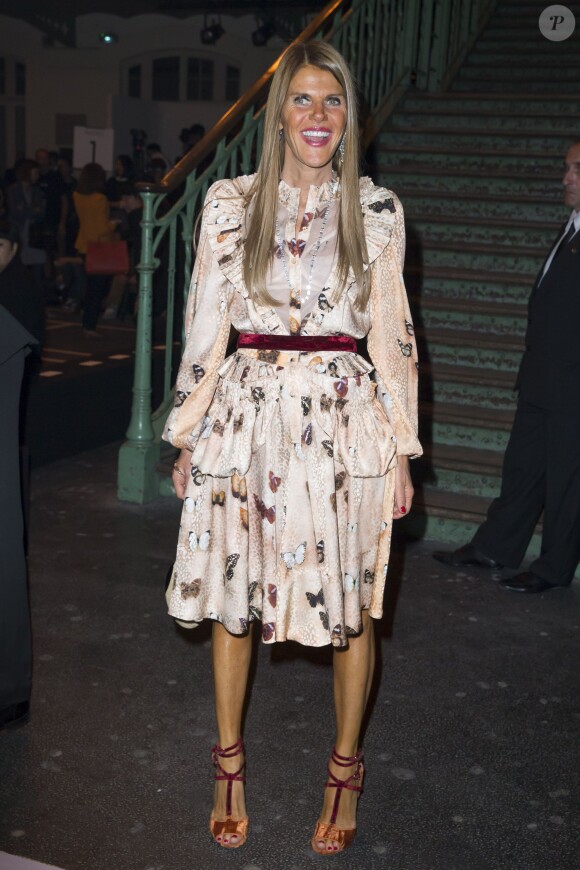 Anna Dello Russo lors du défile Givenchy printemps-été 2015 au lycée Carnot. Paris, le 28 septembre 2014.