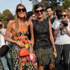 Anna Dello Russo et Giovanna Battaglia arrivent au Grand Palais pour assister au défilé Chloé printemps-été 2015. Paris, le 28 septembre 2014.