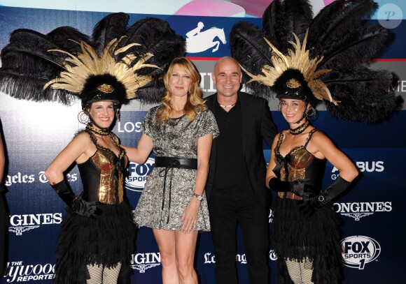 Andre Agassi et Steffi Graf lors du Longines Los Angeles Masters Charity Pro-Am au Convention Center de Los Angeles, le 27 septembre 2014