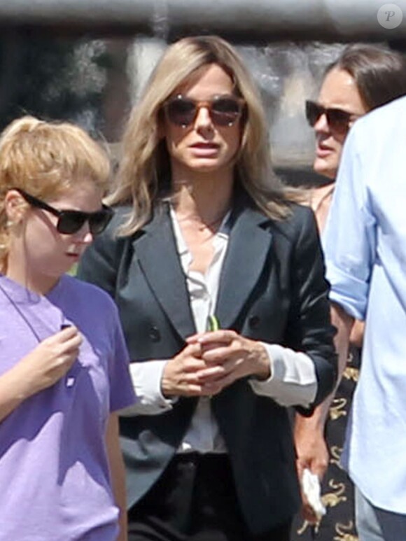 Exclusif - Sandra Bullock sur le tournage du film "Our Brand is Crisis" à la Nouvelle-Orleans, le 22 septembre 2014. Elle joue une consultante politique.