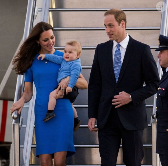 Kate Middleton, le prince William et le prince George de Cambridge le 20 avril 2014 en Australie.