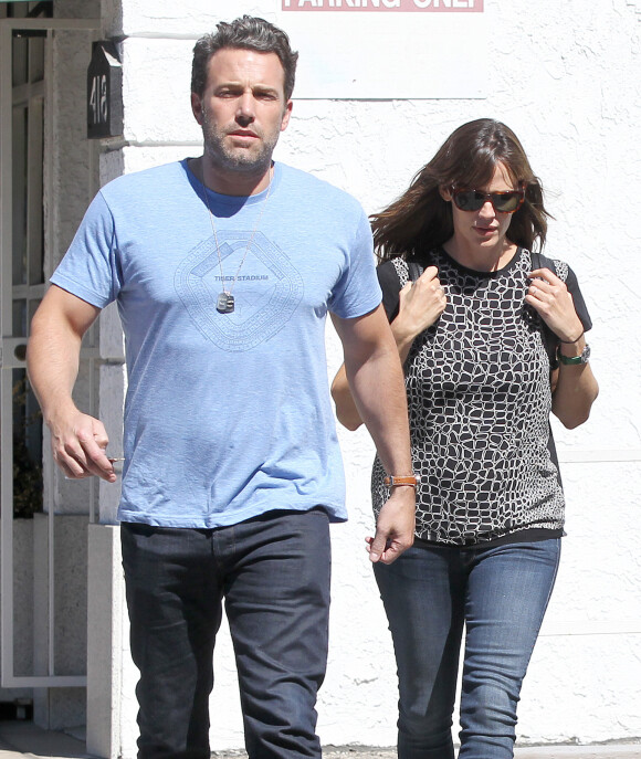 Ben Affleck et sa femme Jennifer Garner à Brentwood, le 3 octobre 2014.