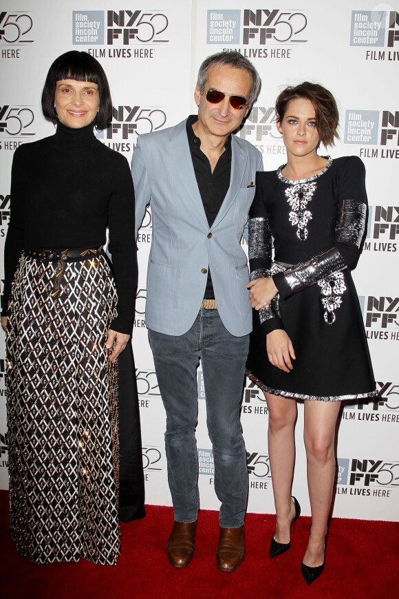 Juliette Binoche, Olivier Assayas et Kristen Stewart lors de la présentation du film Sils Maria dans le cadre du New York Film Festival le 8 octobre 2014