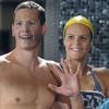 Laure Manaudou et son ex-compagnon Pierre Henri lors des championnats de France à Tours, le 11 mai 2006