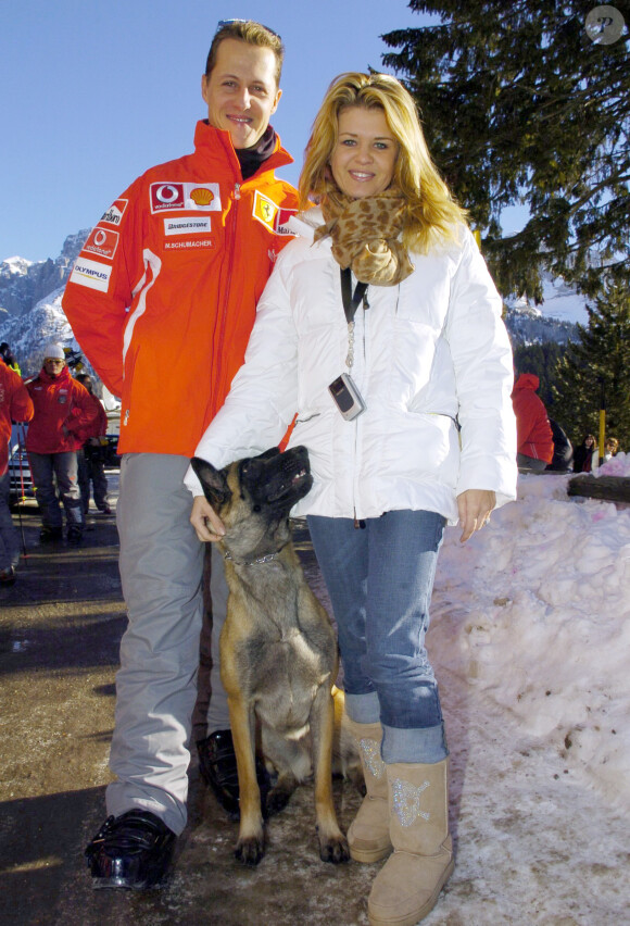 Michael Schumacher et son épouse Corinna à Madonna di Campiglio, le 12 janvier 2005