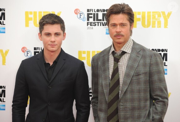 Brad Pitt et Logan Lerman - Première du film "Fury" au London Film Festival à Londres le 19 octobre 2014