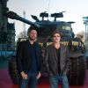 David Ayer et Brad Pitt - Première du film "Fury" à Paris le 18 octobre 2014