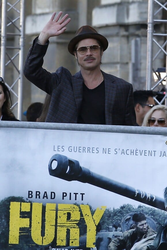 Brad Pitt à la première du film "Fury" à Paris le 18 octobre 2014