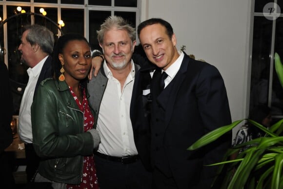 Exclusif - Michel Ferracci et un couple d'amis - Cocktail dînatoire lors de la soirée du mariage de Michel Ferracci et Emilie Dequenne le samedi 11 octobre 2014, dans un loft du 10e arrondissement, à Paris.