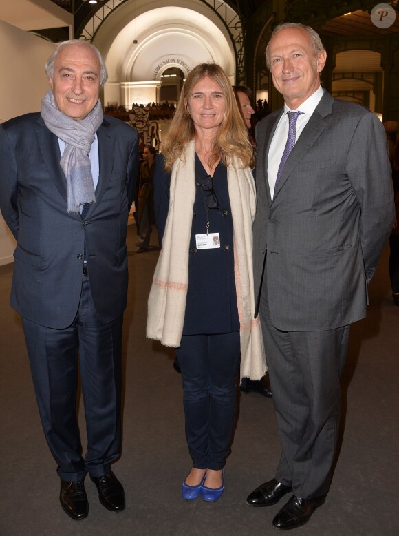 Jean-Pierre Meyer, Sophie Scheidecker et Jean-Paul Agon (PDG de L'Oréal) - Soirée de vernissage de la FIAC 2014 organisée par ORANGE au Grand Palais à Paris, le 22 octobre 2014.