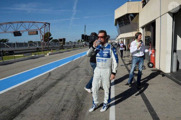 Exclusif - David Hallyday lors de la finale du Championnat de France F4 GT Tour au circuit Paul-Ricard au Castellet le 25 octobre 2014