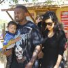 Kim Kardashian, Kanye West et leur fille North à Moonpark. Los Angeles, le 18 octobre 2014.