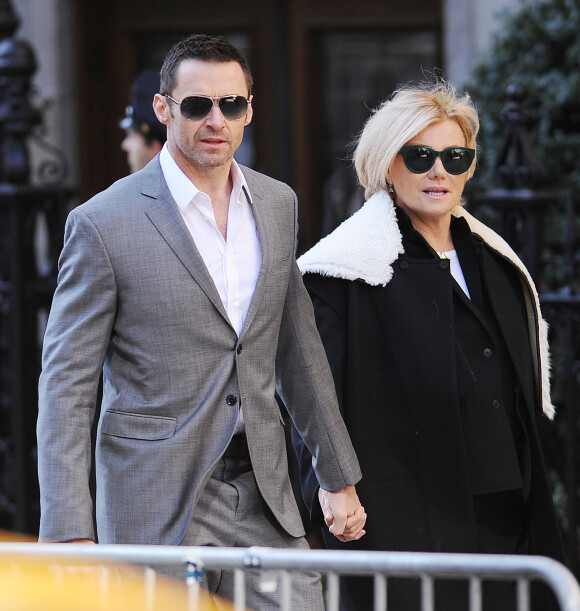 Hugh Jackman et Deborra-Lee Furness aux funérailles du créateur Oscar de la Renta, le 3 novembre 2014 à New York.