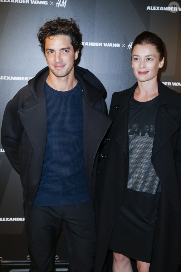 Aurélie Dupont et un ami - Présentation de la collection Alexander Wang x H&M lors de la soirée d'inauguration du nouveau Flagship H&M St Germain à Paris le 4 novembre 2014.