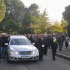 Obsèques de Manitas de Plata, célèbre guitariste de la musique gitane et du flamenco, en présence de sa famille et d'un millier de personnes au funérarium et au cimetière de Grammont, à Montpellier, le 8 novembre 2014.