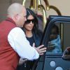 Kim Kardashian et sa fille North assistent à la baby shower de Kourtney à l'hôtel Montage Beverly Hills. Beverly Hills, le 12 novembre 2014.