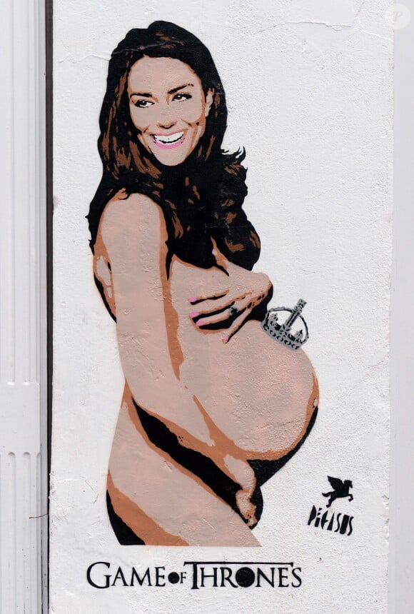 Graffiti depicting a pregnant Duchess of Cambridge by artists Pegasus is seen on a wall on Caledonian Road in north London, UK on November 13, 2014. Photo by Stefan Rousseau/PA Wire/ABACAPRESS.COM13/11/2014 - London