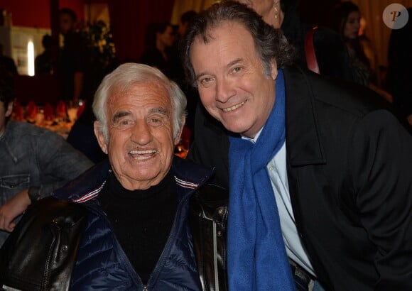 Exclusif - Jean-Paul Belmondo et Daniel Russo - Dîner en l'honneur de Jean-Paul Belmondo durant la Guinguette de Régine au Chalet La Bodega à Paris, le 14 novembre 2014.