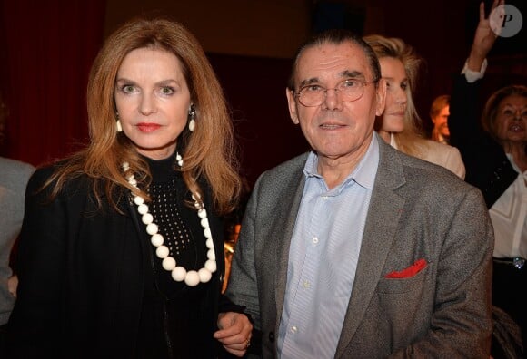 Cyrielle Clair et son mari Michel Corbière - Dîner en l'honneur de Jean-Paul Belmondo durant la Guinguette de Régine au Chalet La Bodega à Paris, le 14 novembre 2014.