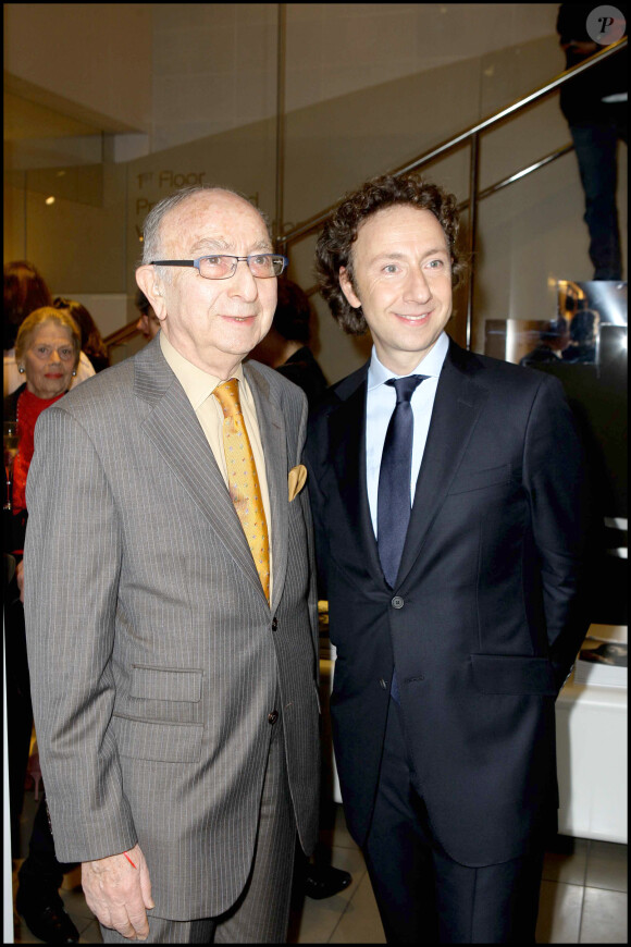 Stéphane Bern et son père, soirée gala de la truffe, à la maison Lancel, le 16 novembre 2009 à Paris
