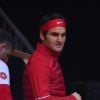 Roger Federer lors de l'entraînement de l'équipe de Suisse avant la finale de la Coupe Davis au stade Pierre-Mauroy de Lille, le 19 novembre 2014