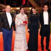 Le prince Albert II de Monaco, la princesse Caroline de Hanovre, Andrea Casiraghi et son épouse Tatiana Santo Domingo, enceinte, lors du gala de clôture de la Fête nationale monégasque, le 19 novembre 2014 au Grimaldi Forum.