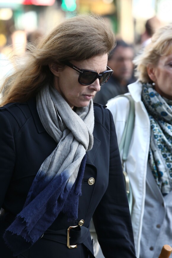 Valérie Trierweiler - Obsèques du journaliste de Paris Match Patrick Jarnoux en l'église Saint-Germain-des-Prés à Paris, le 7 octobre 2014.