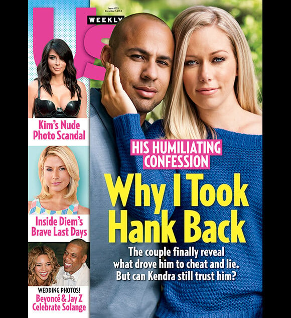 Kendra Wilkinson et son mari Hank Baskett en couverture du magazine Us Weekly daté du 1er décembre 2014.