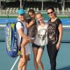 Martina Navratilova accompagnée de sa fiancée Julia Lemigova et de ses deux filles, Victoria et Emma, lors du 25e Chris Evert / Raymond James Pro-Celebrity Tennis Classic au Delray Beach Tennis Center de Delray Beach, le 23 novembre 2014