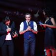 André Manoukian, Elie Semoun, Aïda Touihri - Les Grands Prix de La Sacem 2014 à l'Olympia à Paris le 24 novembre 2014.