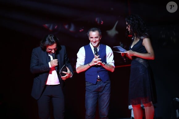 André Manoukian, Elie Semoun, Aïda Touihri - Les Grands Prix de La Sacem 2014 à l'Olympia à Paris le 24 novembre 2014.