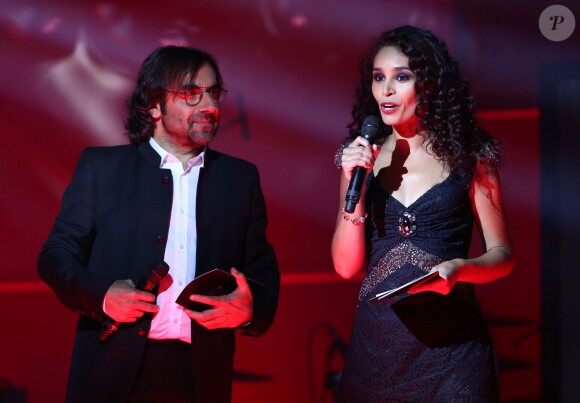 André Manoukian et Aïda Touihri - Les Grands Prix de La Sacem 2014 à l'Olympia à Paris le 24 novembre 2014.
