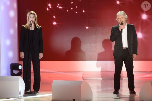 Exclusif - Daniel Guichard et sa fille Emmanuelle - Enregistrement de l'émission "Vivement Dimanche" à Paris le 26 novembre 2014.