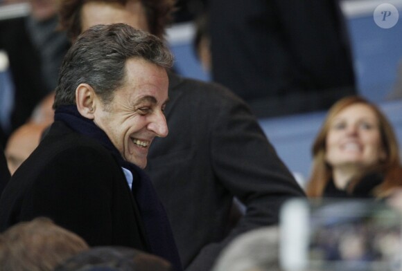 Nicolas Sarkozy au Parc des Princes lors de PSG-Nice (1-0) le 29 novembre 2014. 