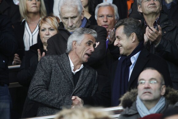Jean-Pierre Rivère, le président de l'OGCN, et Nicolas Sarkozy au Parc des Princes lors de PSG-Nice (1-0) le 29 novembre 2014. 