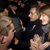 Nicolas Sarkozy était accompagné par sa femme Carla Bruni-Sarkozy au QG de campagne après l'annonce de sa victoire à la présidence de l'UMP, dans la soirée du 29 novembre 2014