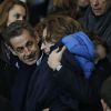 Nicolas Sarkozy, son fils Jean Sarkozy et son petit-fils Solal au Parc des Princes lors de PSG-Nice (1-0) le 29 novembre 2014. 