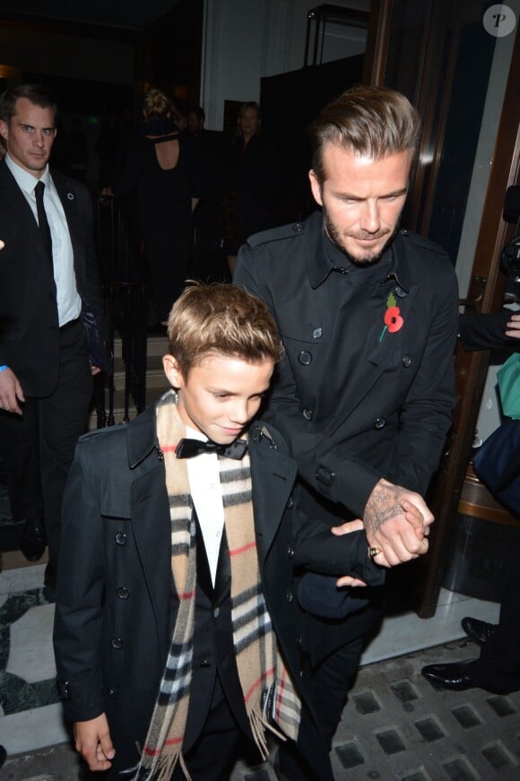 David Beckham et son fils Romeo à Londres, le 3 novembre 2014